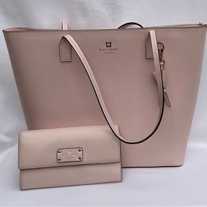 Pink Kate Spade handbag and wallet